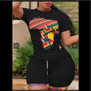 Bellizimos Africa Map Tee & Shorts Set Size/
XL Black